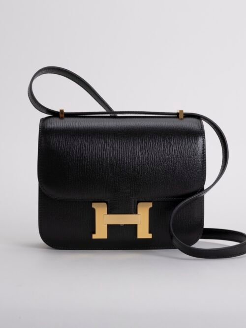 Women’s Shoulder Bag Constance 18CM Chevre Leather CC89 Noir Gold Hardware