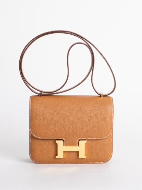 UK London CC37 Gold Epsom Leather Constance 18CM Gold Hardware
