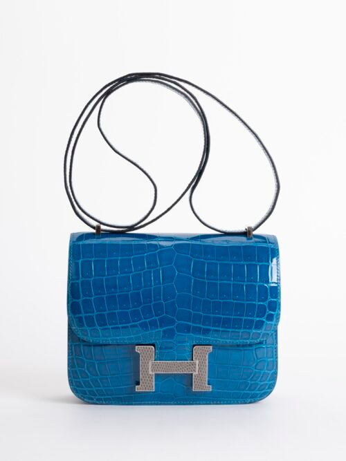 UAE Dubai Constance 18CM Shiny Niloticus Crocodile Blue Izmir Lizard Buckle