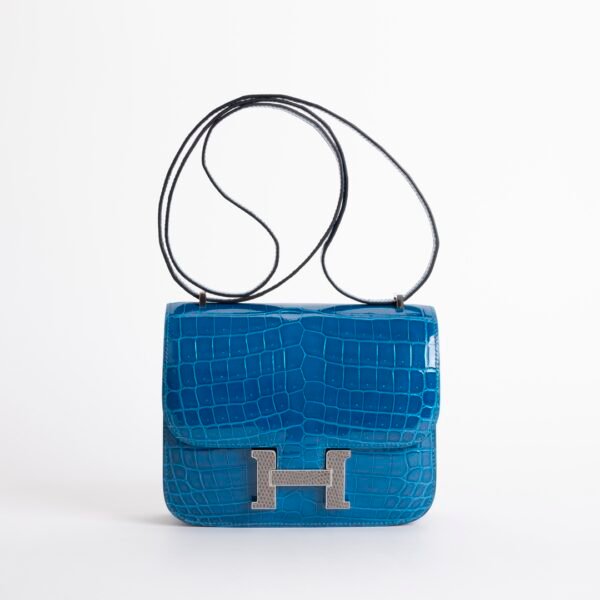 UAE Dubai Constance 18CM Shiny Niloticus Crocodile Blue Izmir Lizard Buckle