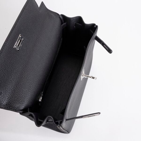 Women’s Bag Kelly 25CM Togo Leather CK89 Noir Silver Hardware