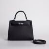 UAE Dubai Kelly Sellier 25CM Epsom Leather CK89 Noir Silver Hardware