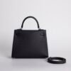 UAE Dubai Kelly Sellier 25CM Epsom Leather CK89 Noir Silver Hardware