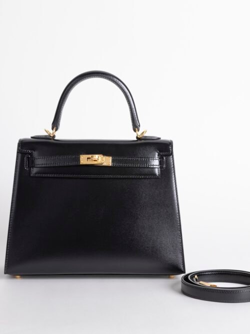 Russia Moscow Box Leather Kelly Sellier 25CM CC89 Noir Gold Hardware