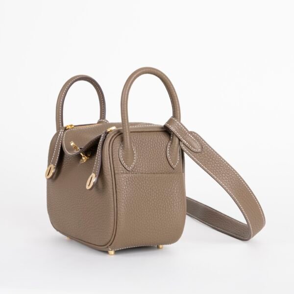 wsxc1731944890270_3 Women’s Shoulder Bag Clemence Leather Mini Lindy 19CM CC18 Etoupe Grey Gold Hardware