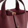 Women’s Tote Bag Picotin 18CM Clemence Leather Silver Hardware CC55 Rouge H Gold Hardware