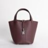 Luxury Women’s Bag Clemence Leather 0G Rouge Sellier Picotin 18CM Silver Hardware
