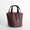 Luxury Women’s Bag Clemence Leather 0G Rouge Sellier Picotin 18CM Silver Hardware