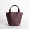 Luxury Women’s Bag Clemence Leather 0G Rouge Sellier Picotin 18CM Silver Hardware