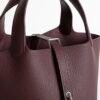 Luxury Women’s Bag Clemence Leather 0G Rouge Sellier Picotin 18CM Silver Hardware
