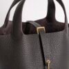 Australia Canberra Clemence Leather Picotin 18CM CC46 Ebene Gold Hardware