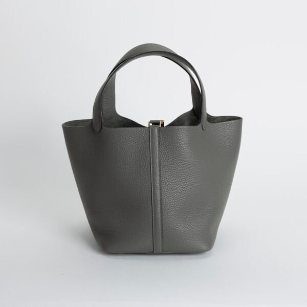 Women’s Tote Bag Picotin 22CM Clemence Leather 0L Gris Meyer Gold Hardware