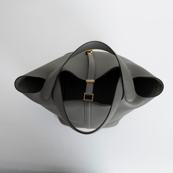 Women’s Tote Bag Picotin 22CM Clemence Leather 0L Gris Meyer Gold Hardware