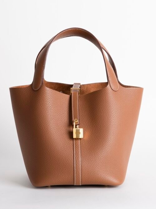 Women’s Bag CC37 Gold Clemence Leather Picotin 22CM Gold Hardware