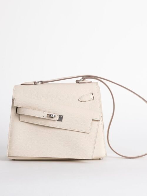 Full Handmade Kelly Desordre 20CM Epsom Leather CK10 Craie Silver Hardware