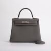 Full Handmade Togo Leather Kelly 28CM 8F Etain Silver Hardware