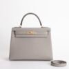 UAE Dubai Kelly Bag 28CM Epsom Leather M8 Gris Asphalt Gold Hardware