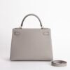 UAE Dubai Kelly Bag 28CM Epsom Leather M8 Gris Asphalt Gold Hardware