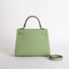 Luxury Handbag Kelly Sellier 25CM 3I Vert Criquet Epsom Leather Silver Hardware