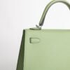 Luxury Handbag Kelly Sellier 25CM 3I Vert Criquet Epsom Leather Silver Hardware