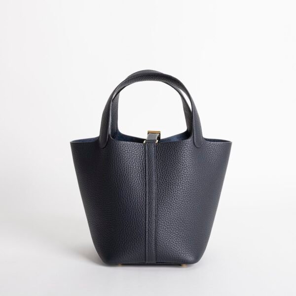 wsxc1733496575999_1 Full Handmade 2Z Blue Nuit Clemence Leather Picotin 18CM Gold Hardware