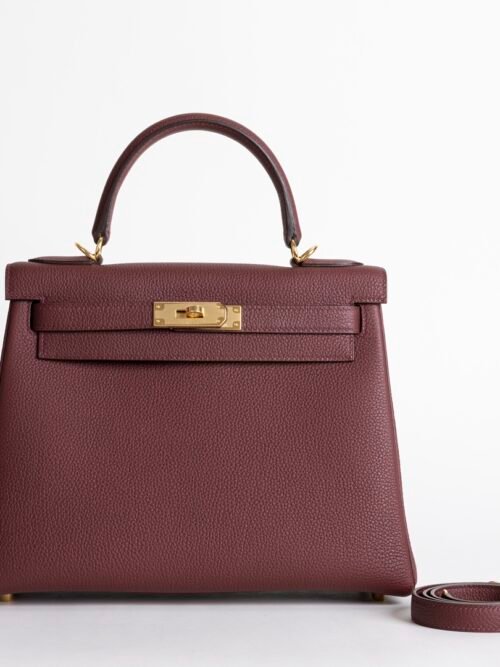 UK London Hermes Kelly 28CM Togo Leather CC55 Rouge H Gold Hardware