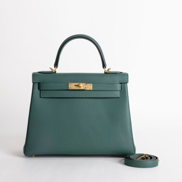 Women’s Tote Bag Togo Leather Kelly 28CM Z6 Malachite Gold Hardware
