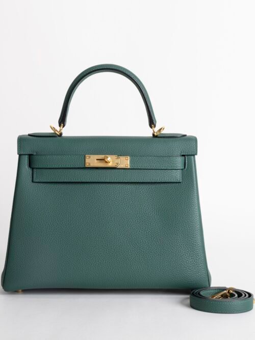 Women’s Tote Bag Togo Leather Kelly 28CM Z6 Malachite Gold Hardware