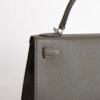 UK London Kelly Sellier 28CM Epsom Leather C6 Vert De Gris Silver Hardware