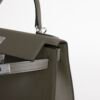 UK London Kelly Sellier 28CM Epsom Leather C6 Vert De Gris Silver Hardware