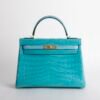 wsxc1734109048164_0-1-1 Handmade Hermes Kelly 32CM Matte Niloticus Crocodile 7F Blue Paon / 3Z Blue Saint Cyr Gold Hardware