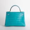 wsxc1734109048164_1 Handmade Hermes Kelly 32CM Matte Niloticus Crocodile 7F Blue Paon / 3Z Blue Saint Cyr Gold Hardware