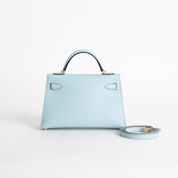 Women’s Cluch Bag Mini Kelly 19CM Epsom Leather U2 Blue Zephyr Gold Hardware