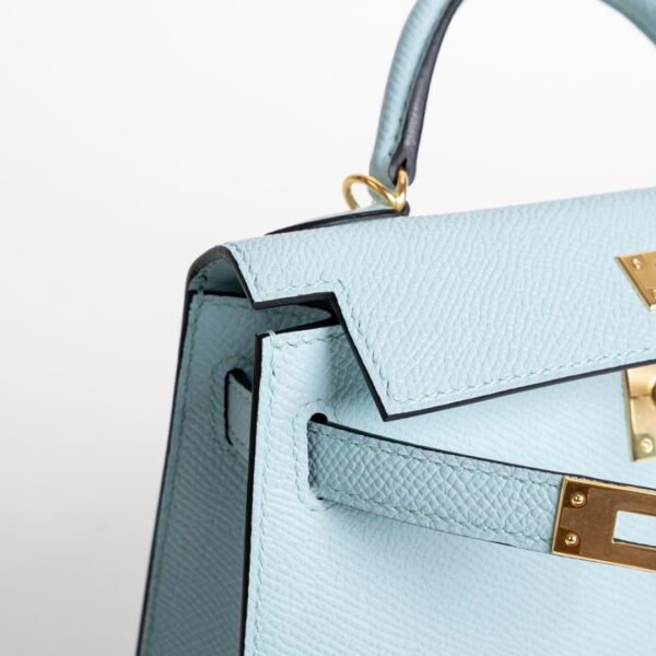 Women’s Cluch Bag Mini Kelly 19CM Epsom Leather U2 Blue Zephyr Gold Hardware