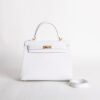 Women’s Tote Bag Kelly Seller 25CM Epsom Leather 01 Blanc Gold Hardware