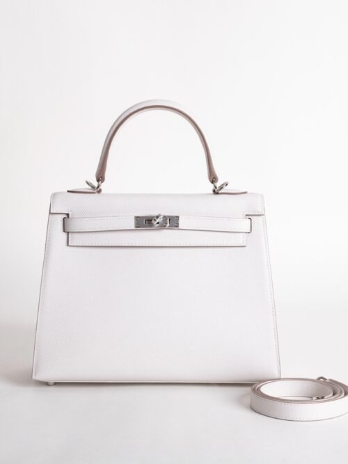 Australia Canberra Kelly Seller 25CM Epsom Leather M4 Gris Pale Silver Hardware