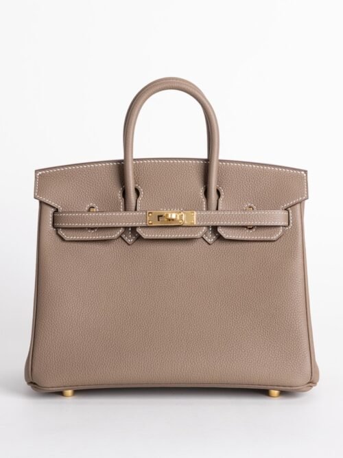 Luxury Handbag Birkin 25CM Togo Leather CC18 Etoupe Gold Hardware
