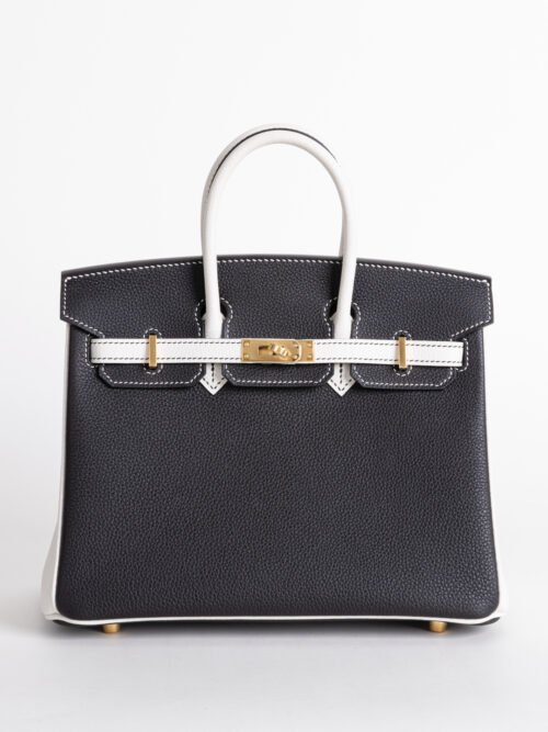 Special Order Birkin 25CM Togo Leather Black / White Brush Gold Hardware