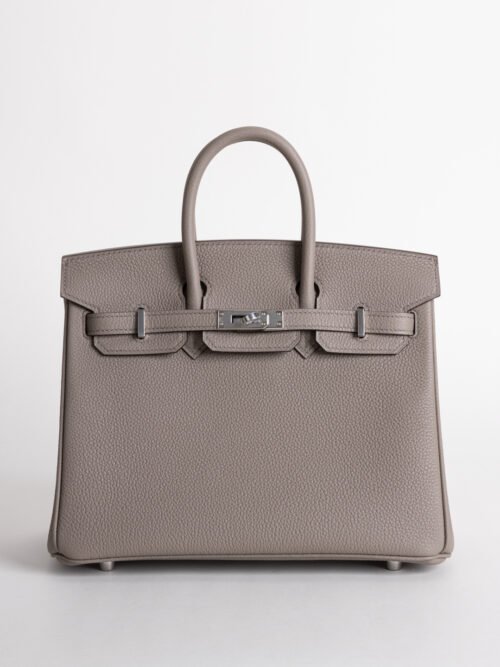 Luxury Women’s Bag Birkin 25CM Togo Leather M8 Gris Asphalt Silver Hardware