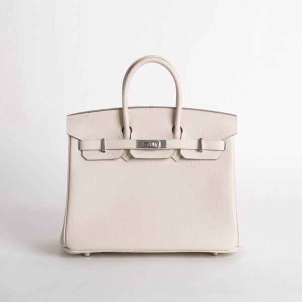 Full Handmade Birkin 25CM Togo Leather CK10 Craie Silver Hardware