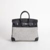 UK London Birkin 25CM CK89 Noir Calf Leather / Canvas Silver Hardware