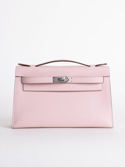 Australia Kelly Pochette 22cm Swift Leather 3Q Rose Sakura Silver Hardware