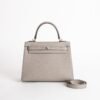 UK London Kelly Sellier 25CM Epsom Leather M8 Gris Asphalt Silver Hardware