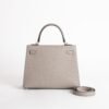 UK London Kelly Sellier 25CM Epsom Leather M8 Gris Asphalt Silver Hardware