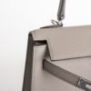 UK London Kelly Sellier 25CM Epsom Leather M8 Gris Asphalt Silver Hardware