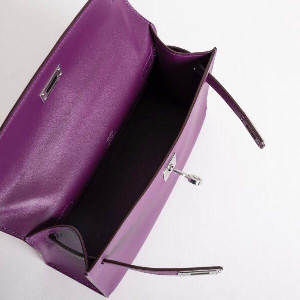 Canada Toronto Hermes Swift Leather Kelly Pochette 22cm P9 Anemone Silver Hardware