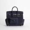 Hermens Birkin Cargo 25CM 89 Noir Calf Leather / Deep Blue Canvas Silver Hardware