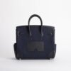 Hermens Birkin Cargo 25CM 89 Noir Calf Leather / Deep Blue Canvas Silver Hardware