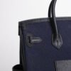 Hermens Birkin Cargo 25CM 89 Noir Calf Leather / Deep Blue Canvas Silver Hardware