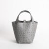 Hermes Bag Price Ostrich Leather Picotin Lock 18CM 0L Gris Meyer Silver Hardware